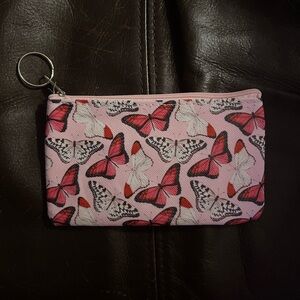 Pink Monarch Butterfly Butterflies Animal Print Coin ID Bag Pouch Handbag Purse🦋